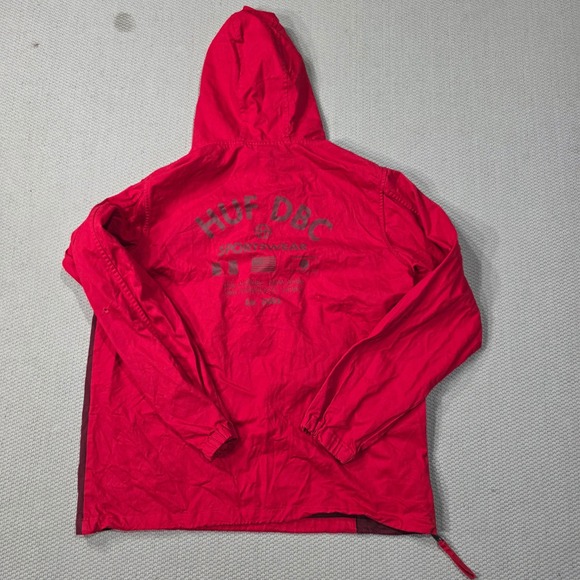 HUF DBC Sportswear Red Anorak Hooded‎ Pullover Jacket With Pocket Size L - Picture 5 of 5